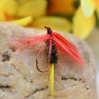 MNFT 10PCS 10# Red Wing Pavão do corpo do Cabelo Mayfly a Pesca da Truta Moscas Secas Aritficial Isca Isca 1