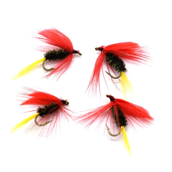 MNFT 10PCS 10# Red Wing Pavão do corpo do Cabelo Mayfly a Pesca da Truta Moscas Secas Aritficial Isca Isca 2