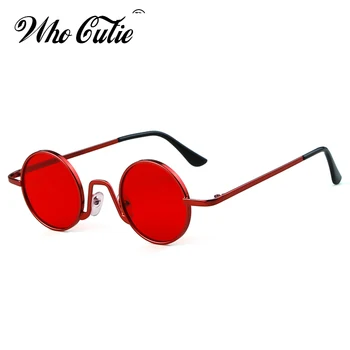 Moda anos 90 Pequenos Óculos Redondos Homens Mulheres Marca Designer Retrô Vintage Moldura fina Pequeno Círculo Vermelho, Óculos de Sol com Tons OM754 1
