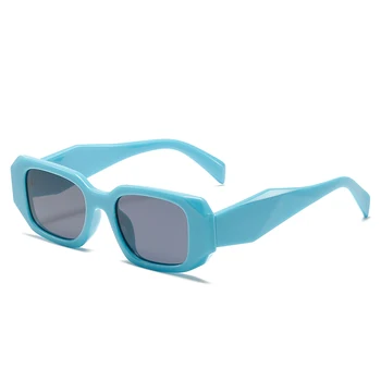 Moda Azul Design Quadrado Óculos de sol para Homens Mulheres Vintage Multifacetada Decorativos Óculos da Moda Óculos de Sol Uv400