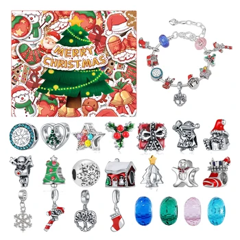 Natal confecção de pulseiras Kit Com 24 Dias de Natal de Jóias Gift Set 24 Dias de Natal Contagem regressiva Calendários DIY Charme Perla o Bracelete