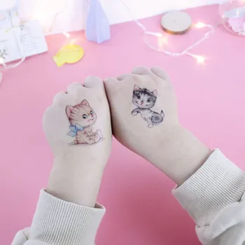 New Kids Arte Corporal Animais Gato da Etiqueta Temporária Tatuagem Aquarela Tatuagens para Criança Mão de Meninas de Transferência de Água Fake Tattoo 20Pcs