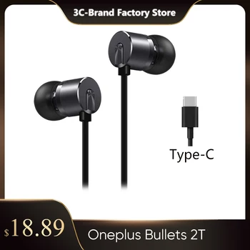 Novo Original OnePlus Tipo-C Balas Fones de ouvido 2T No Ouvido intra-Auricular Com controle Remoto de Microfone para Oneplus 7 pro 8 8 9 10 Pro Celular