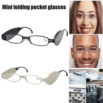 Não ou Mini Folding Pocket Óculos de Leitura Ultra Fino Óculos de Homens Para Mulheres Dobrável Ampliação De 400 Presbiopia Óculos