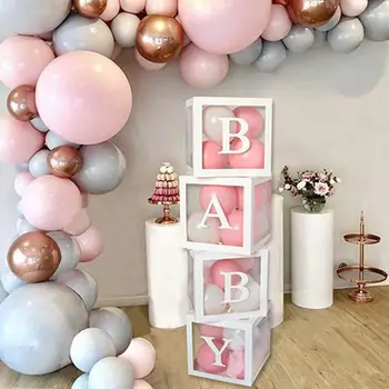 O Banho do bebé Caixa de Balão Caixa de Aniversário de Casamento, Decoração de chá de Bebê 1º Aniversário de Gênero Revelam Personalizado Balão do Nome da Letra Caixa