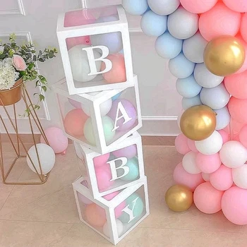 O Banho do bebé Caixa de Balão Caixa de Aniversário de Casamento, Decoração de chá de Bebê 1º Aniversário de Gênero Revelam Personalizado Balão do Nome da Letra Caixa 2