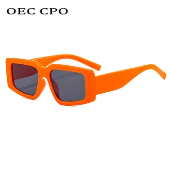 OEC CPO Quadro do PC Sqaure Óculos de sol das Mulheres da Moda Oversized Óculos de Sol Feminino Laranja Grande Tons de Ouro da Cadeia de Acetato de UV400 E682