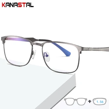 Os homens da Luz Azul Bloqueio de Óculos de Metal Quadrado Armação de Óculos Óculos de Negócios machos Computador Miopia ou Hipermetropia Óculos da Moda