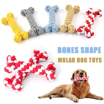 Ossos de Forma Molar Brinquedos para os Pequenos Cães de Grande porte Corda de Algodão Dentição do animal de Estimação Cachorro Engraçado Brinquedo de Mastigar Mordida Presente para Médio Cão de Suprimentos