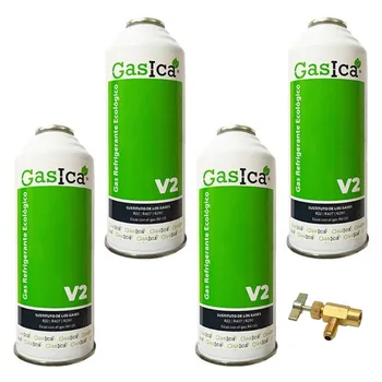 Pack de 4 garrafas de gás refrigerante GASICA V2 - R22-R32-R407-R290-R410A + chave de serviço