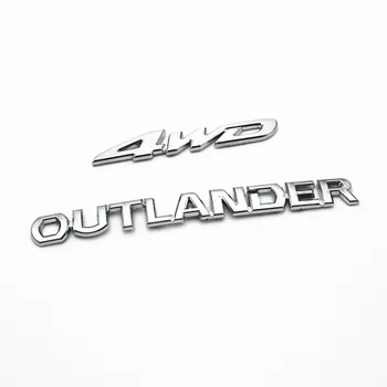 Para Mitsubishi Outlander Bagageira 3D Letras Emblema Emblema Logo do Símbolo de Decalque Exterior Modificado 4WD carta adesivos quatro rodas