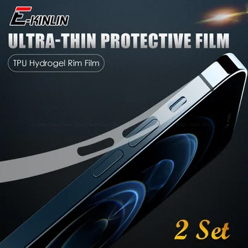 Para o iPhone 14 13 Pro Max Lado Película de Hidrogel Quadro de Proteção de Filme Para 12 mini Claro Fosco Anti-risco Telefone Fronteira Adesivo