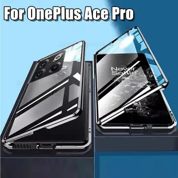Para OnePlus 10T Ace Pro Magnético de Adsorção de Vidro Temperado Caso de Telefone Para Uma Mais 10 Pro 360 Dupla Face Protetor de Tampa
