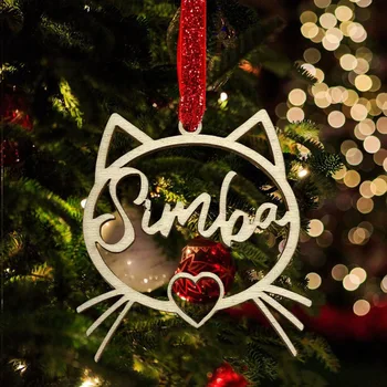 Personalizado de Natal Gato Bauble, Presente Para Animais de estimação, Enfeite de Árvore de Natal, Papai noel Secreto, Presente de Natal do Gato Ornamento, decoração da Árvore de