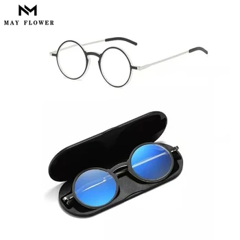 Podem Flor do Quadro Feminino de Grau Óculos Anti-Luz azul de Homens, Óculos de Leitura Com o Caso de Óculos de Armação de Mulheres de óculos de grau +4