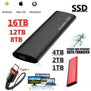 Portátil 1TB SSD, disco Rígido Externo-Tipo C USB 3.1 Alta Velocidade 500GB de Armazenamento Externo Discos Rígidos Para Laptops/Windows/mac
