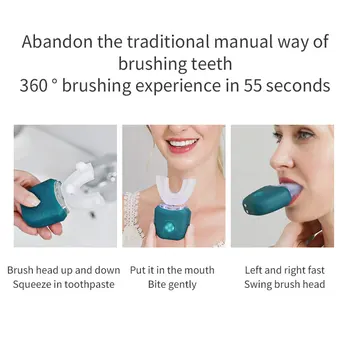 Portátil Escova de dentes Elétrica ultra-Sônica Automática Dental Dispositivo à Prova de Água, Carga USB em Forma de U de 360 Graus para o Adulto Escova de dentes 4