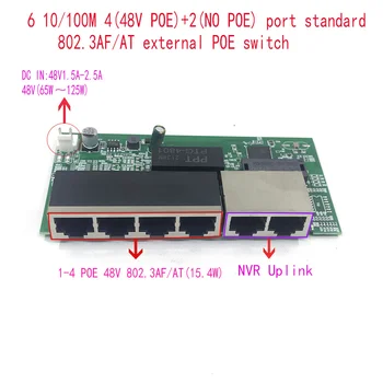 Protocolo padrão 802.3 AF/A 48V POE/48V poe switch de 100 mbps POE poort;100 mbps Link poort; alimentado por poe switch NVR