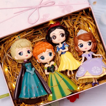 QUENTE 25 de Estilo Princesa da Disney Q Posket Princesa de Neve Elsa & Anna palhaço PVC Anime Bonecos de Figuras Colecionáveis Modelo de Criança Brinquedos de Presente