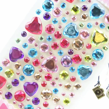 Quente 3D Crianças Gem Adesivos de Diamante Adesivo Acrílico Cristal Adesivo DIY tridimensional Decoração Strass para Crianças Meninas 4