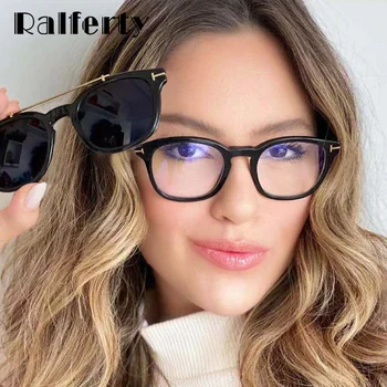 Ralferty Decorativos Magnético de Óculos de Moldura para as Mulheres de Óculos de grau 2021 Dupla Ponte de Óculos com Clip Em Óculos de sol