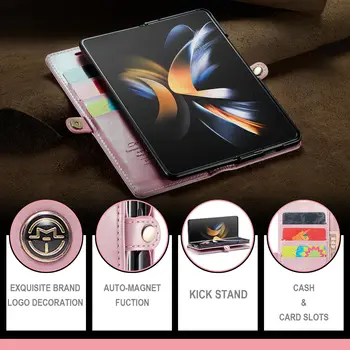 Retro Bolsa, capa de Couro Para Samsung Galaxy Z Dobre 4 3 5G de Luxo Cartão Magnético Titular a Proteção total da Carteira Tampa do Telefone 4