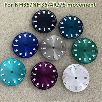 Retrofit Mostrador do Relógio, Literalmente, Verde Luminoso Mecânica SUB R Dial para NH35/NH36/4R/7S Movimento Diâmetro 29mm