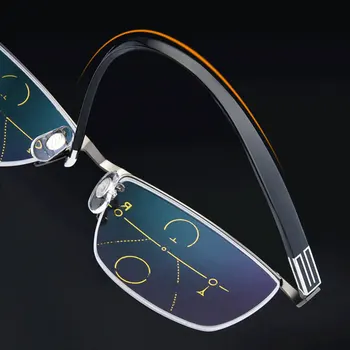 Reven Jate Semi rim Óculos de zoom Inteligente Multifocal Progressiva Anti-blue Ray Leitura Hipermetropia Presbiopia Multifocal