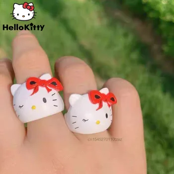 Sanrio Hello Kitty Anel De Plástico Kawaii Jóias Namorada Casais De Presente Criativo Anel Ajustável Spice Girls Acessórios De Decoração