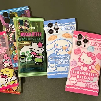 Sanrio Olá Mimosas Cinnamoroll Bonito dos desenhos animados Anime Candy Caixa de Design Composta para o Iphone 11 12 13 14 Pro Max Presente de Natal Brinquedos