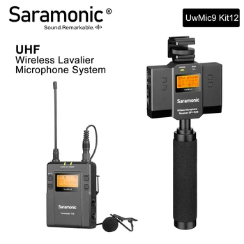 Saramonic UwMic9 SP-RX9+TX9 sem Fio Lavalier Mic c/Dual Rec & Misturador para iPhone e Smartphones Android
