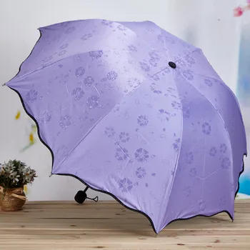 Simples, Moda, Mulher do Guarda-chuva Protetor solar à prova de Vento Magic Flower Dome Ultravioleta-prova Sol, Chuva, guarda-chuvas Dobráveis cor-de-Rosa U3