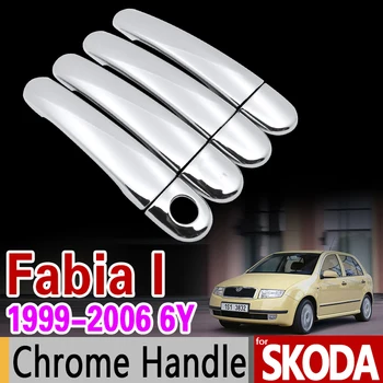 Skoda Fabia eu 1999-2006 6Y Chrome Lidar com Tampa Guarnição Conjunto MK1 2000 2001 2002 2003 2004 Acessórios do Carro Adesivo de Carro Estilo