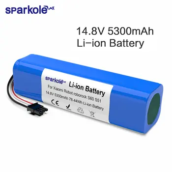 Sparkole 14.8 V 5300mAh Bateria do Li-íon para a xiaomi mijia Aspirador 2º Roborock S50 S51 S55 S60 100% Da Capacidade Real da Bateria