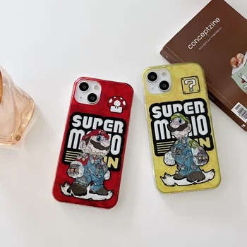 Super Mario Caso de Telefone Para o iPhone 13 12 11 Pro Max Mini XR XS MAX X 8 7 6 além de SE 2020 Tampa Traseira 0