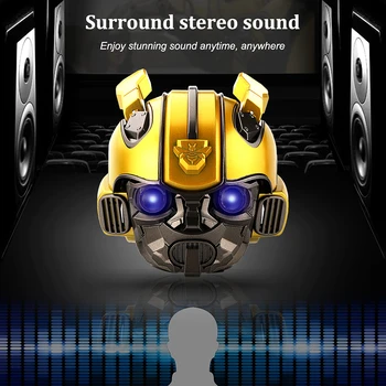 Transformers Bumblebee Capacete sem Fio Bluetooth 5.0 alto-Falante Com Suporte a Rádio Fm Usb Mp3 TF para Crianças 3