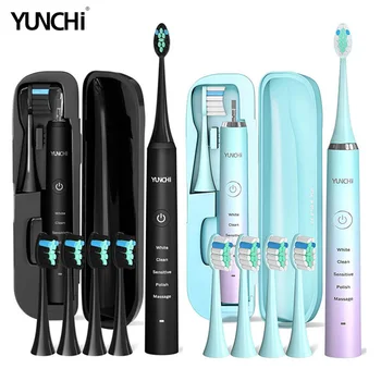 Ultra Sonic Escova de Dente Y7 Dupont Cabeça da Escova Inteligente com Temporizador Impermeável Recarregável USB Dental ultra-som Escova de dentes Elétrica