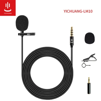 YICHUANG 3.5 mm Plug TRS/TRRS Microfone Lavalier Microfono YC-LM10 para a gravação do Android Vlog Mic DSLR Câmera de vídeo Gravador de