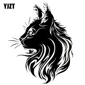 YJZT Estilo Carro de Vinil Decalque Animal Gato Decorativos, Adesivos de Moda de desenhos animados Acessórios Preto/Prata C6-0794