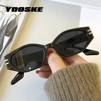 YOOSKE Vintage Preto Óculos de sol das Mulheres da Marca de Luxo Designer de Olhos de Gato de Óculos de Sol dos Homens de Pequena Trabalham Óculos, Óculos de proteção UV400