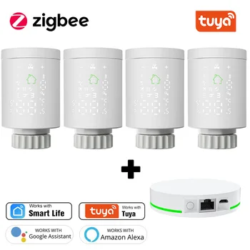 Zigbee 3.0 TRV Termostato Tuya Radiador Atuador de Válvula Inteligente Programável Controlador de Temperatura o Controle de Voz via Google Alexa
